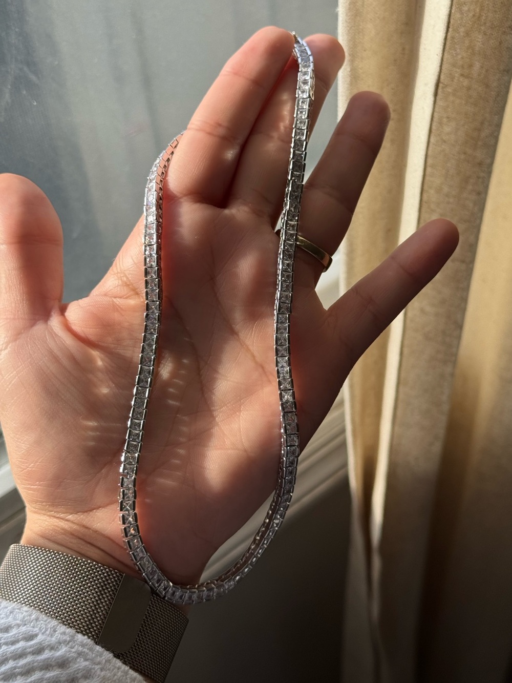 Iced Tennis Necklace – Rhodium Plated | Premium CZ Stones - Picture 2 of 2